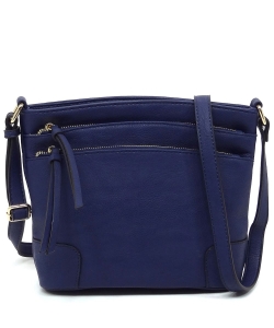 Fashion Multi Zip Pocket Crossbody Bag WU059 NAVY